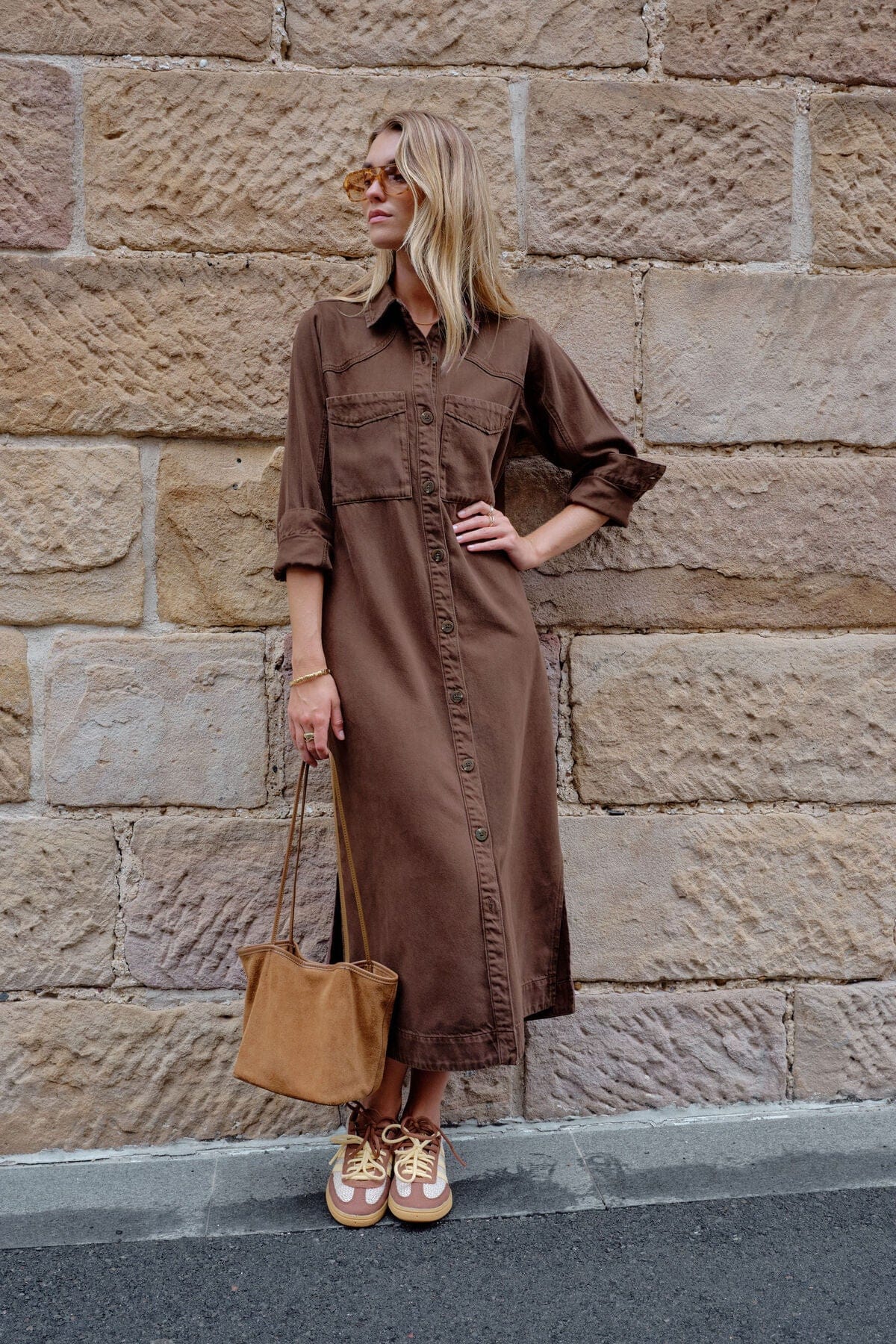 Buy Ceres - Rae Long Sleeve Midi Dress - Chocolate by Ceres Life - at Hamish + Grace