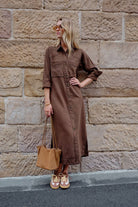 Buy Ceres - Rae Long Sleeve Midi Dress - Chocolate by Ceres Life - at Hamish + Grace