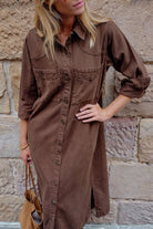 Buy Ceres - Rae Long Sleeve Midi Dress - Chocolate by Ceres Life - at Hamish + Grace