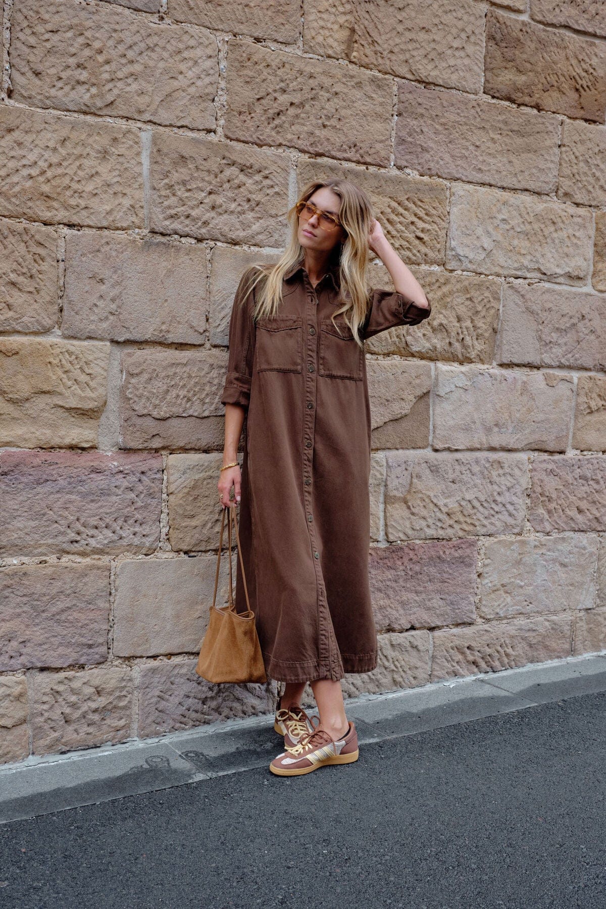 Buy Ceres - Rae Long Sleeve Midi Dress - Chocolate by Ceres Life - at Hamish + Grace