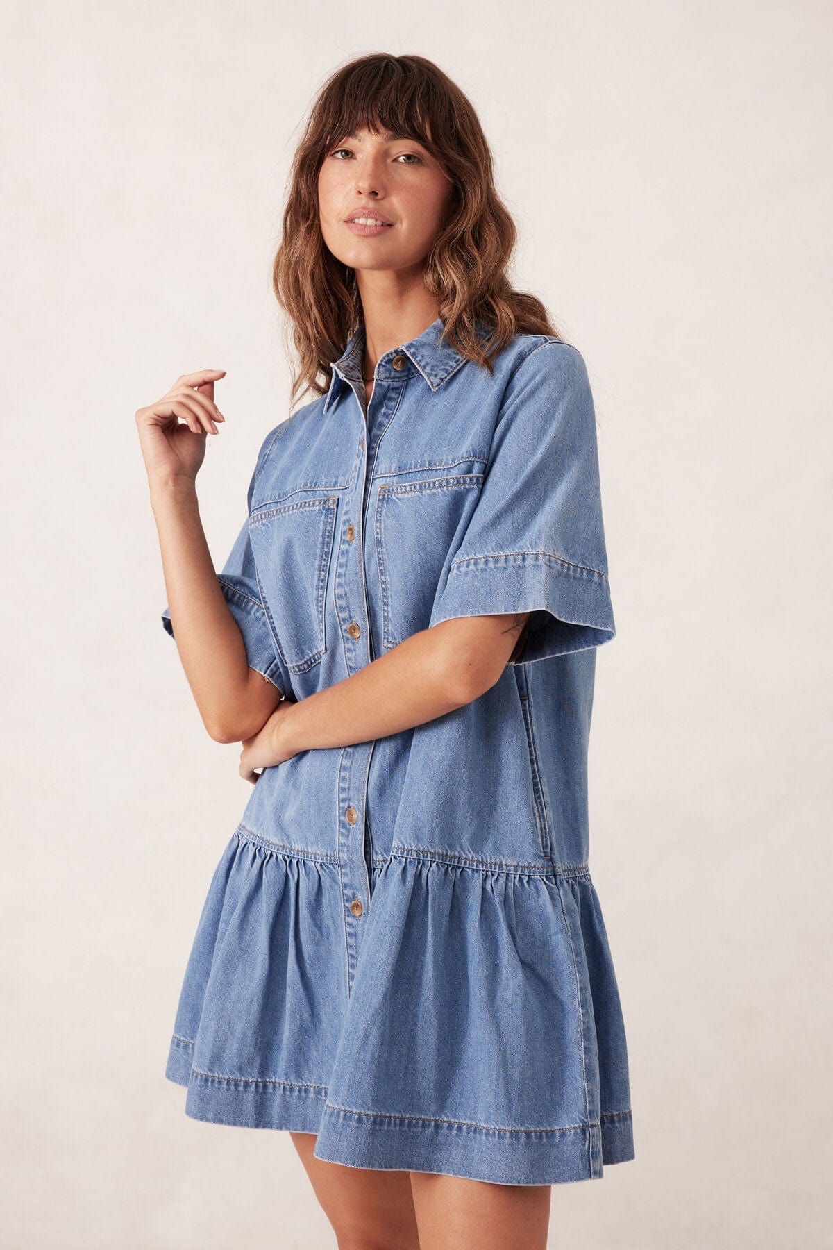 Buy Ceres - Short Sleeve Tiered Pocket Shirt by Ceres Life - at Hamish + Grace