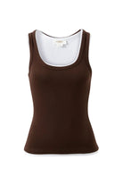 Buy Ceres - Skylar Layered Rib Tank - Choc/White by Ceres Life - at Hamish + Grace