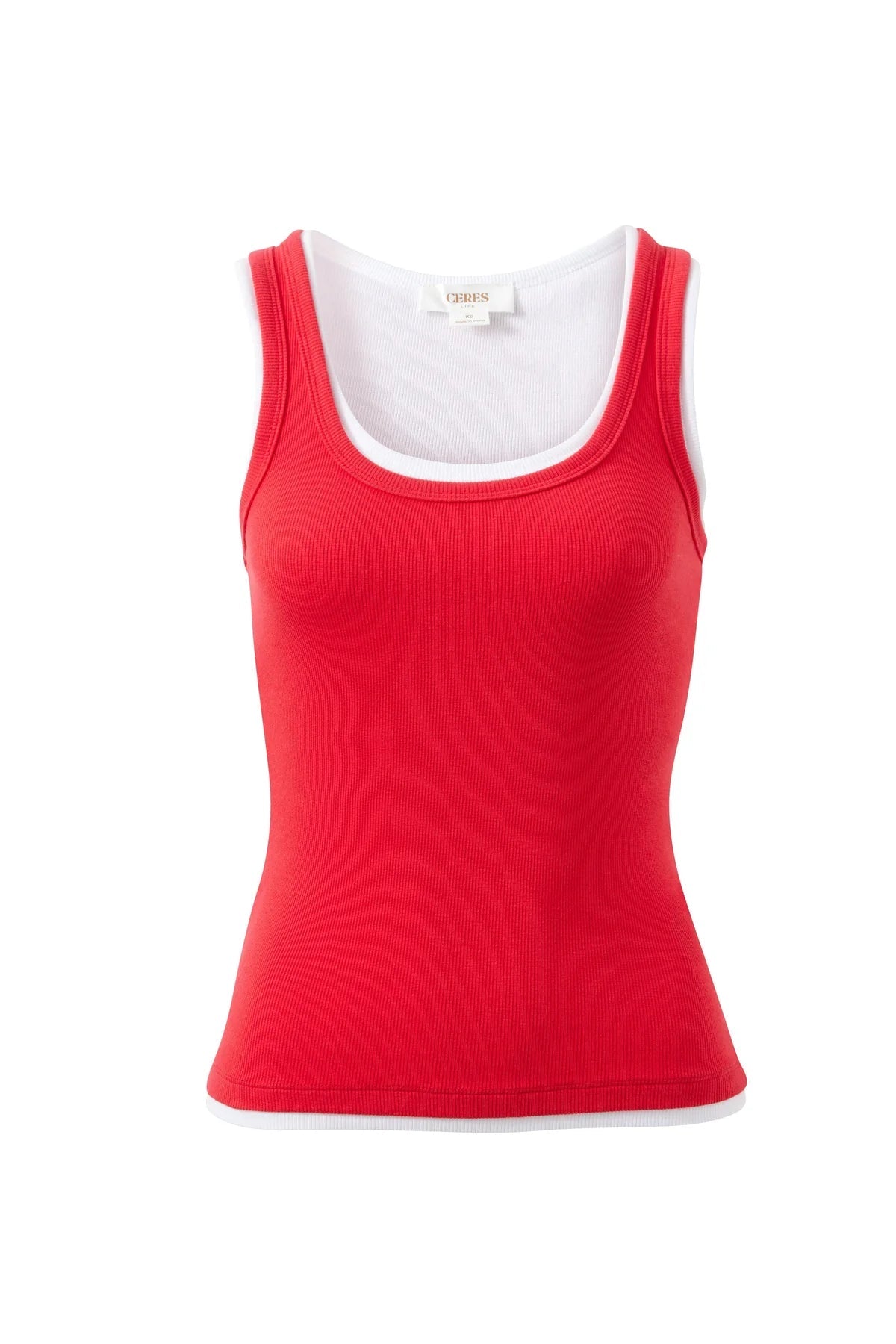 Buy Ceres - Skylar Layered Rib Tank - Red/White by Ceres Life - at Hamish + Grace