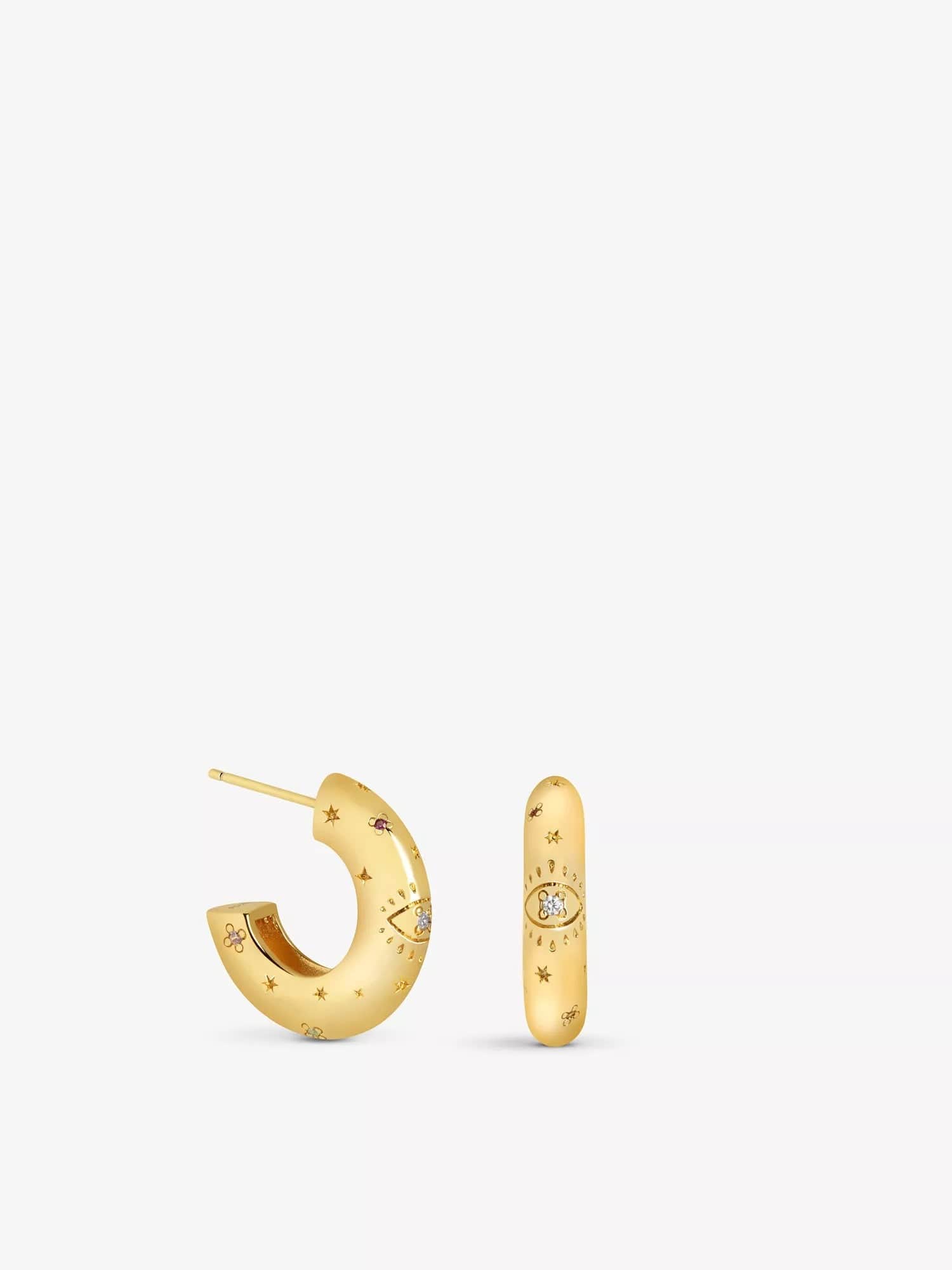 Buy Chunky Evil Eye Hoop - 14ct Gold Earring by Hamish + Grace - at Hamish + Grace