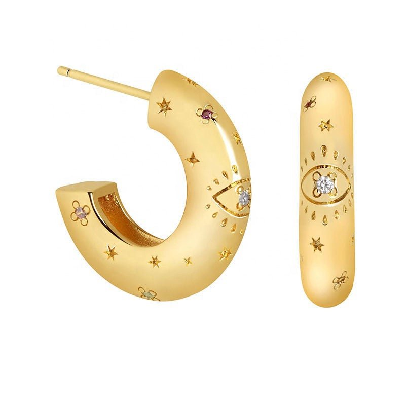 Buy Chunky Evil Eye Hoop - 14ct Gold Earring by Hamish + Grace - at Hamish + Grace