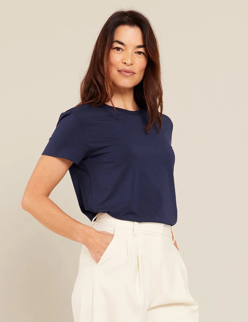 Buy Classic Crew Neck T-Shirt - Navy by Boody - at Hamish & Grace