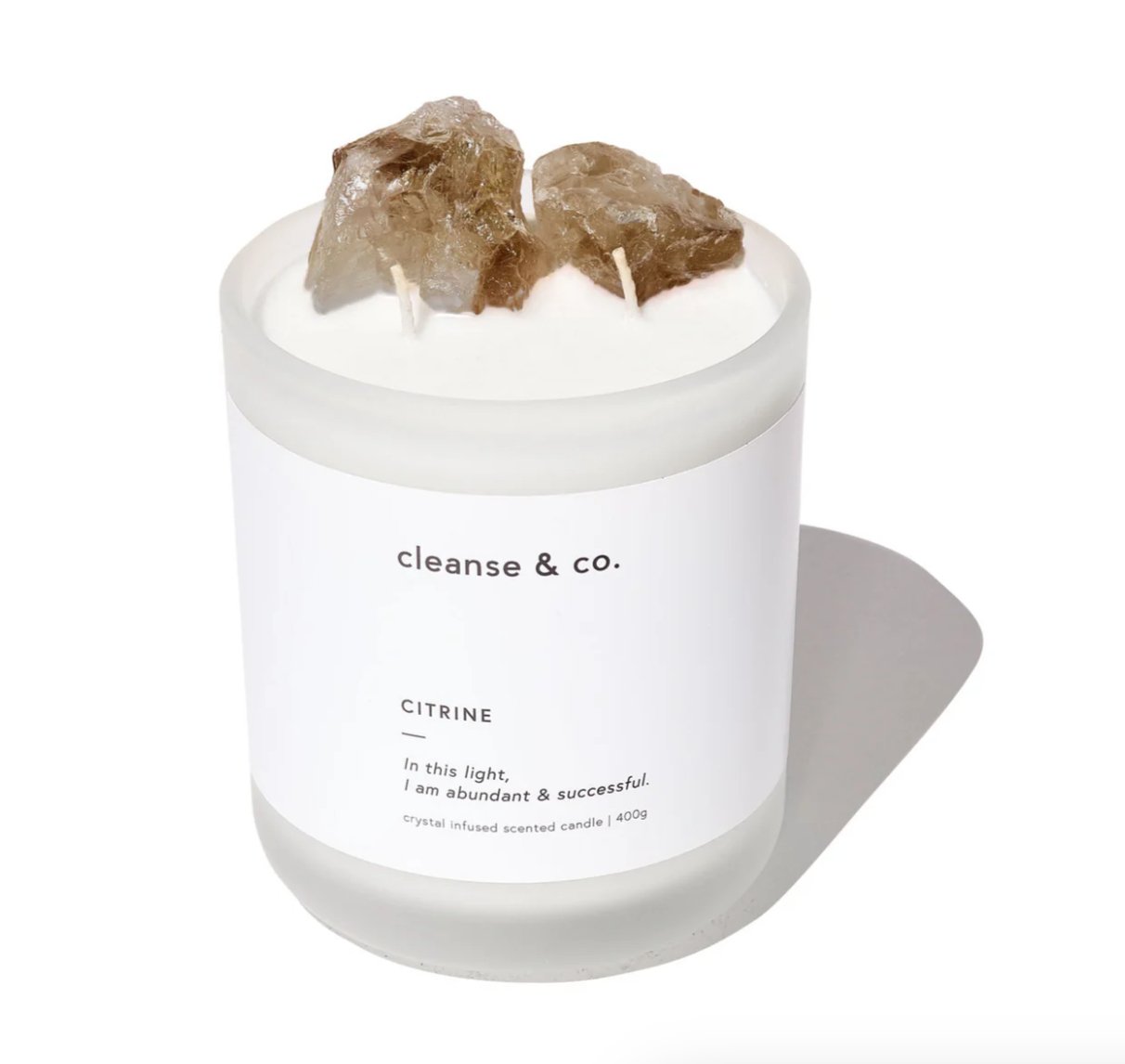 Buy Cleanse And Co - Citrine Crystal Candle 400g - Honeysuckle by Cleanse And Co - at Hamish & Grace