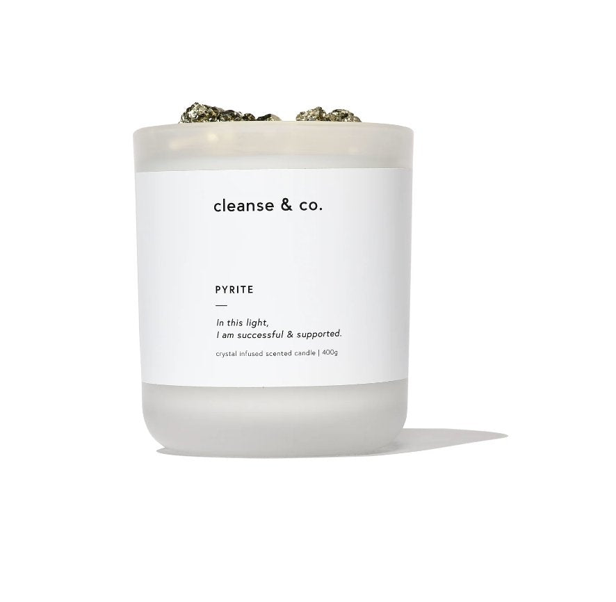 Buy Cleanse And Co - Pyrite Crystal Candle 400g - Pistachio Vanilla Malt by Cleanse And Co - at Hamish & Grace