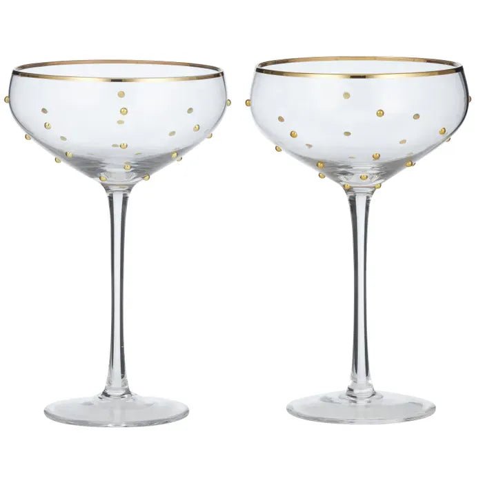 Buy Coast to Coast - Gimlet S/2 Coupe Glass 11.5x18.5cm Gold by Coast to Coast - at Hamish + Grace