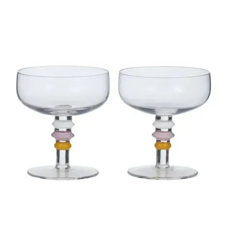 Coast to Coast Homeware Coast to Coast - Tori Set of 2 Glass Coupe 10.5x12cm Pink/Orange