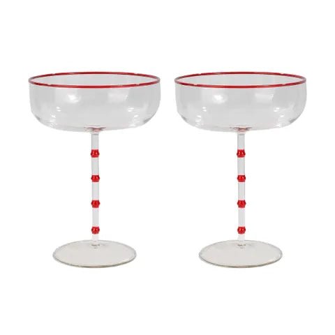 Buy Coast to Coast - Hudson Coupe Glass Clear/Red Set of 2 by Coast to Coast - at Hamish + Grace