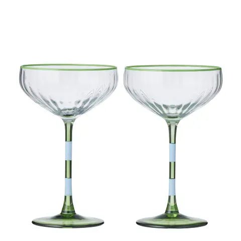 Buy Coast To Coast - Lena S/2 Glass Rib Coupe 11x18.5cm Blue and Green by Coast to Coast - at Hamish + Grace