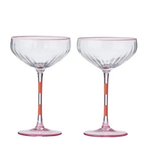 Buy Coast To Coast - Lena S/2 Glass Rib Coupe 11x18.5cm Pk/Og by Coast to Coast - at Hamish + Grace