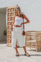 Buy Country Denim - Split Front Pocket Midi Skirt - White by Country Denim - at Hamish + Grace