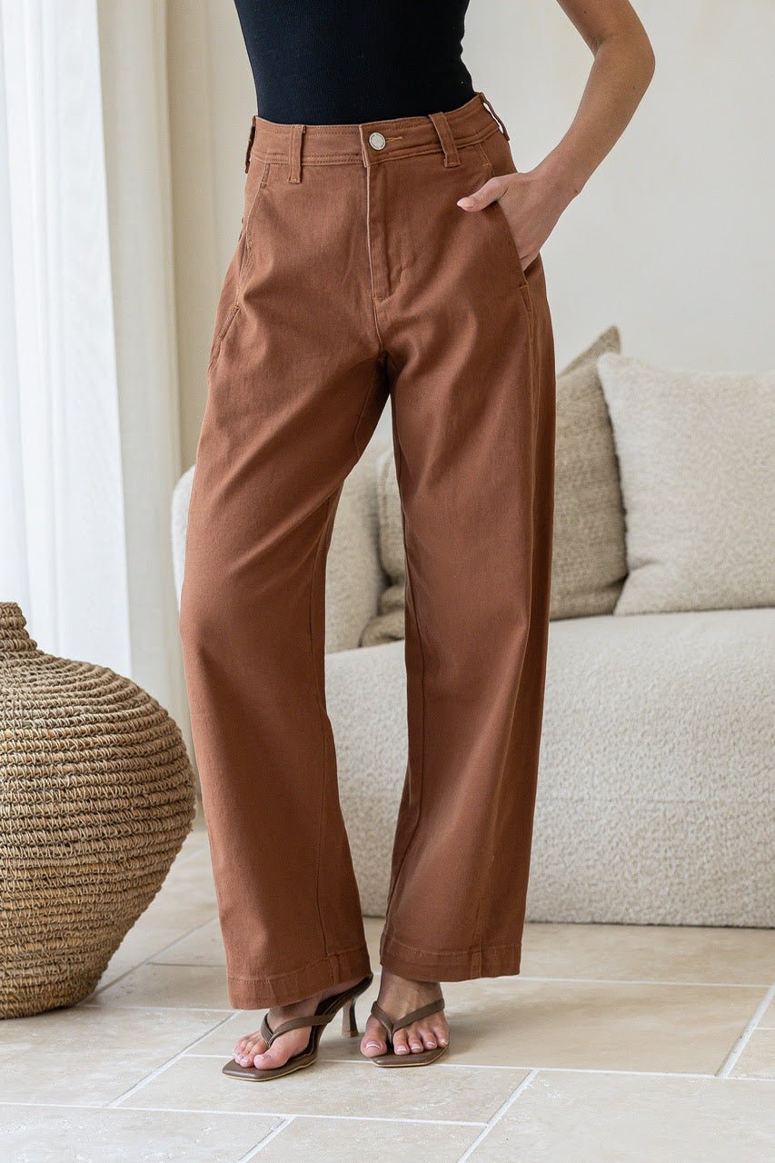 Buy Country Denim - Stretch Presidio Warm Tan Barrel by Country Denim - at Hamish + Grace