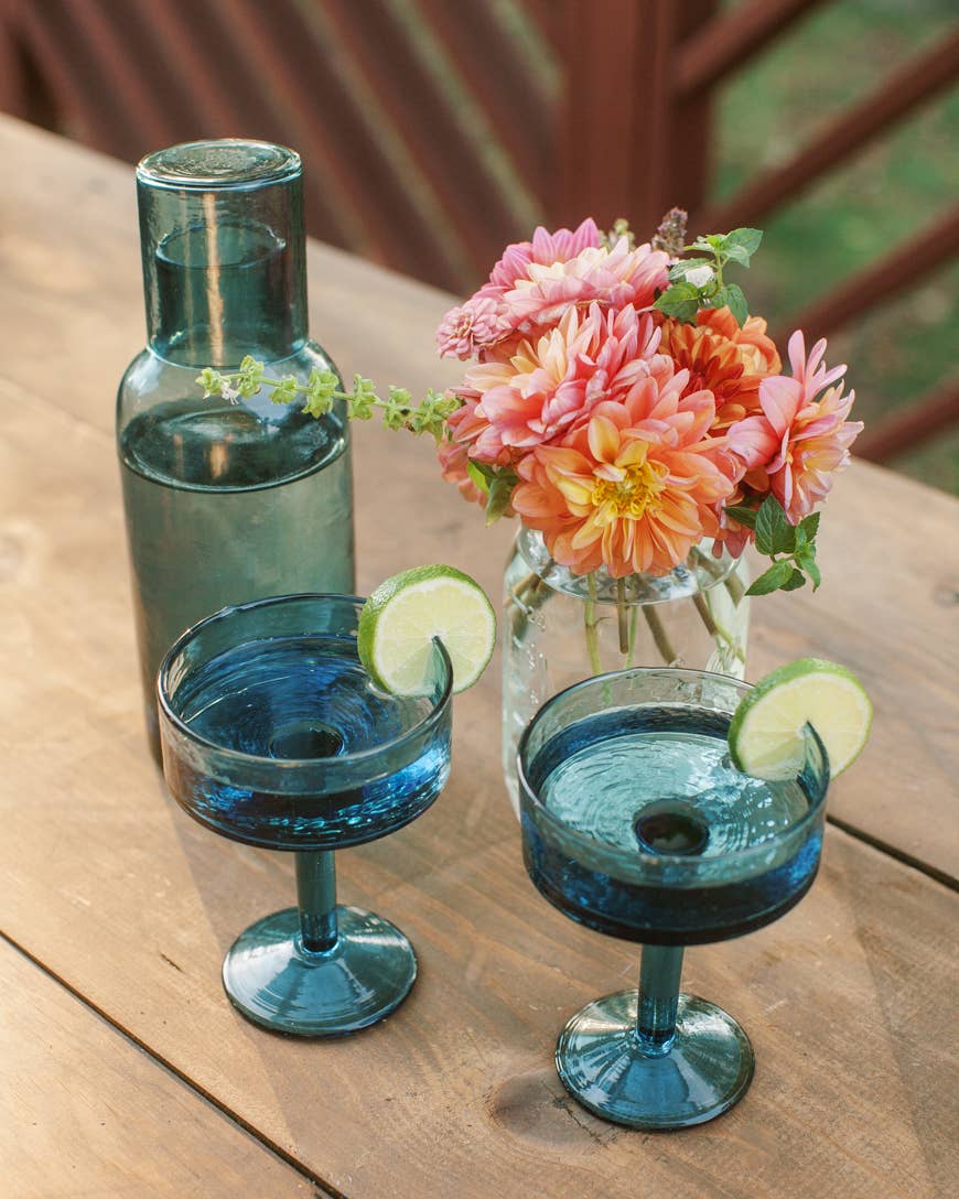 Creative Women Australia Homewares Handblown Hammered Coupe Cocktail Glass Pair: Clear