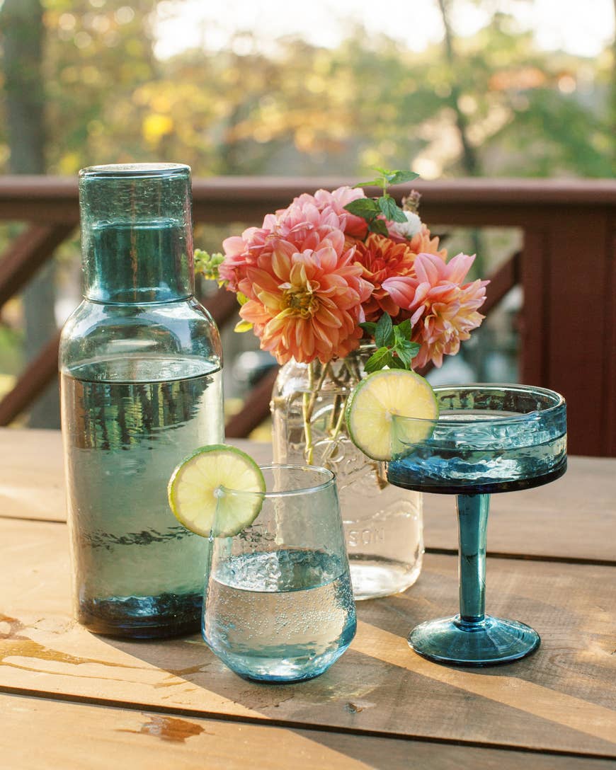 Creative Women Australia Homewares Handblown Hammered Glass Water Tumbler - Set of 2: Clear