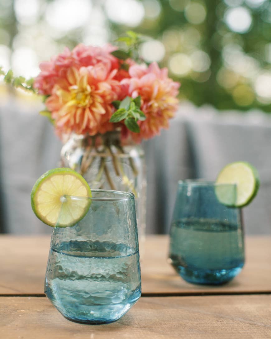 Creative Women Australia Homewares Handblown Hammered Glass Water Tumbler - Set of 2: Clear