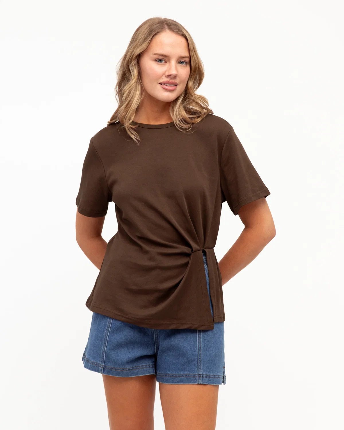 Buy Ebby and I - Blue Mood Tee - Chocolate by Ebby and I - at Hamish + Grace