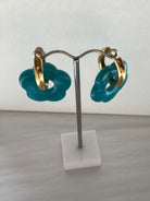 Buy Emeldo Resin Daisy Huggie Earrings - Turquoise by Hamish + Grace - at Hamish + Grace