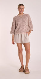 Buy Feather and Noise - Aster Top Cocoa Stripe by Feather & Noise - at Hamish & Grace