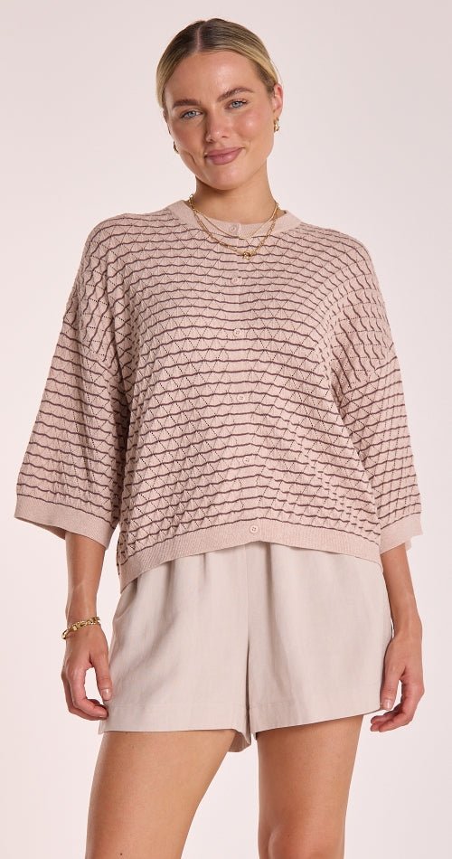 Buy Feather and Noise - Aster Top Cocoa Stripe by Feather & Noise - at Hamish & Grace