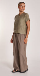 Buy Feather and Noise - Faye Knitted Tee - Khaki by Feather & Noise - at Hamish & Grace