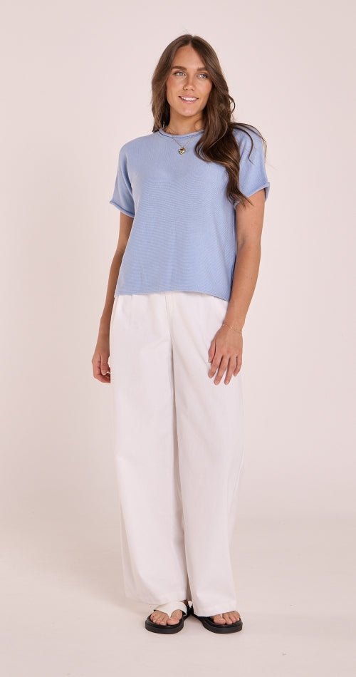 Buy Feather and Noise - Faye Knitted Tee - Powder Blue by Feather & Noise - at Hamish & Grace