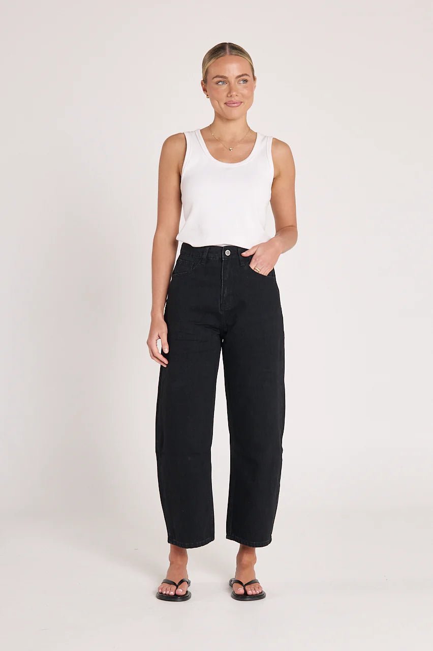 Buy Feather and Noise - Lola Cropped Barrel Jean - Black by Feather and Noise - at Hamish + Grace