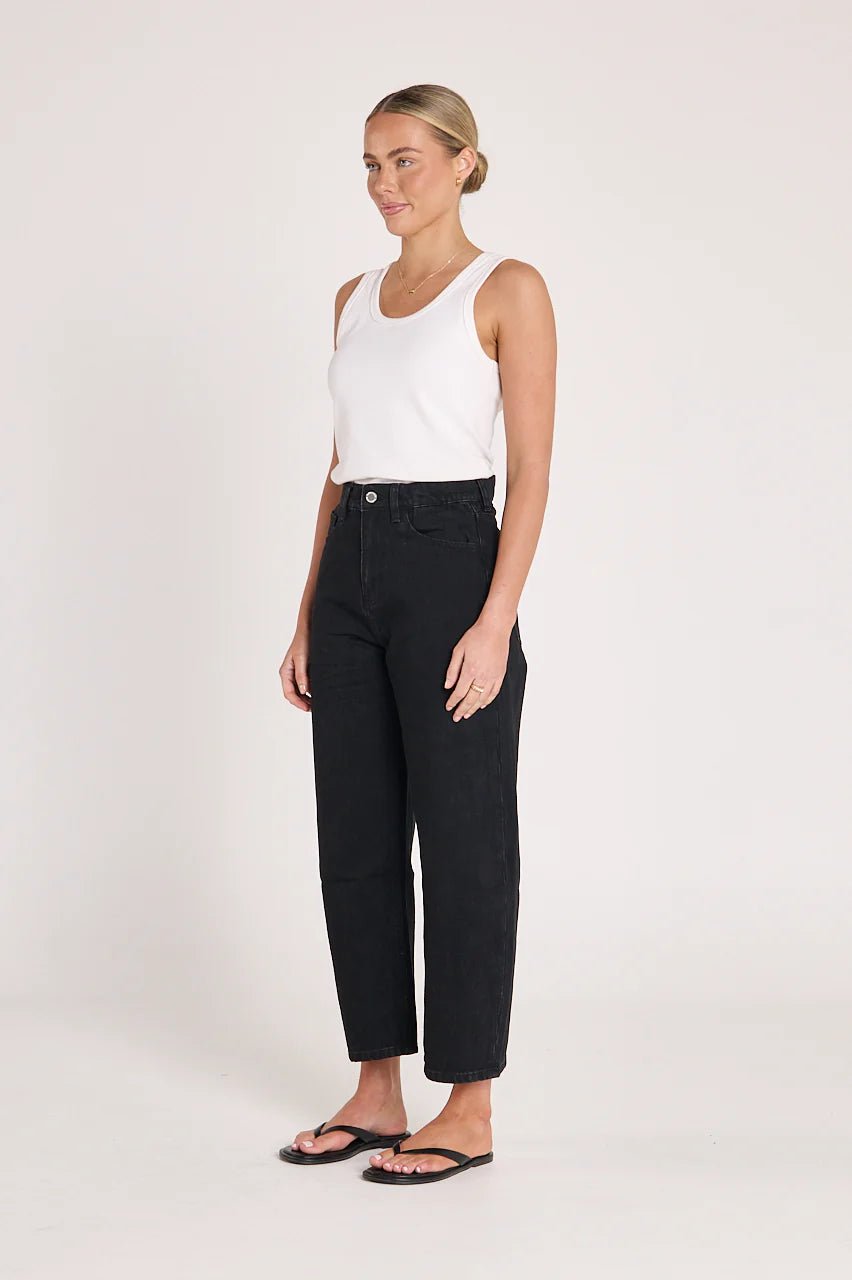 Buy Feather and Noise - Lola Cropped Barrel Jean - Black by Feather and Noise - at Hamish + Grace