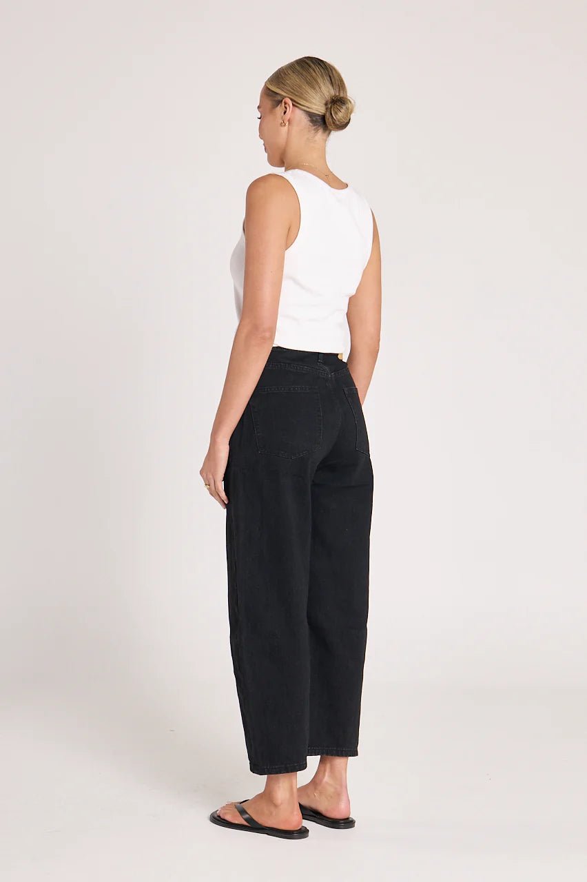 Buy Feather and Noise - Lola Cropped Barrel Jean - Black by Feather and Noise - at Hamish + Grace