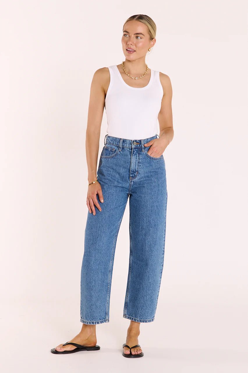 Buy Feather and Noise - Lola Cropped Barrel Jean - Deep Blue by Feather and Noise - at Hamish + Grace