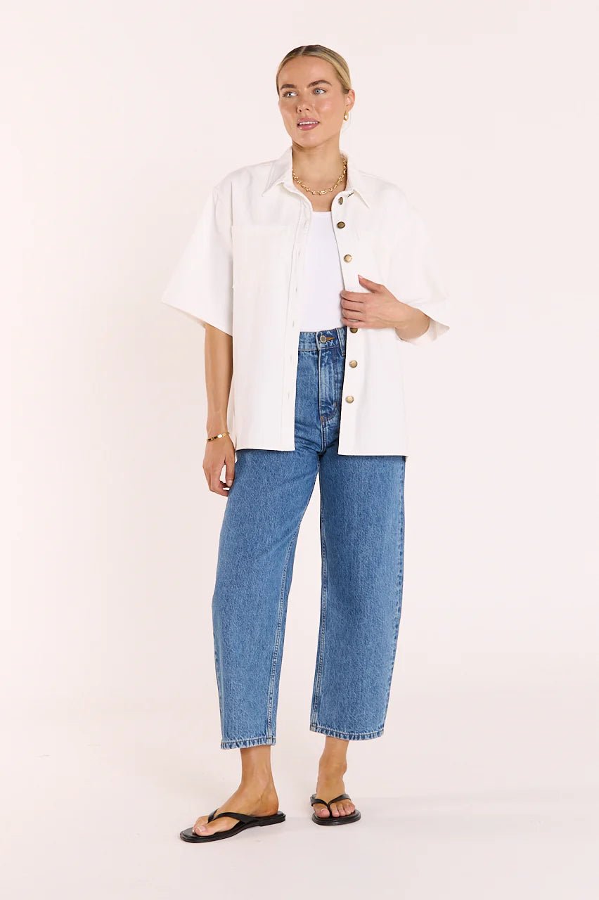 Buy Feather and Noise - Lola Cropped Barrel Jean - Deep Blue by Feather and Noise - at Hamish + Grace