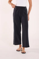 Buy Feather and Noise - Noah Cropped Pant - Navy Blue Piping by Feather and Noise - at Hamish + Grace