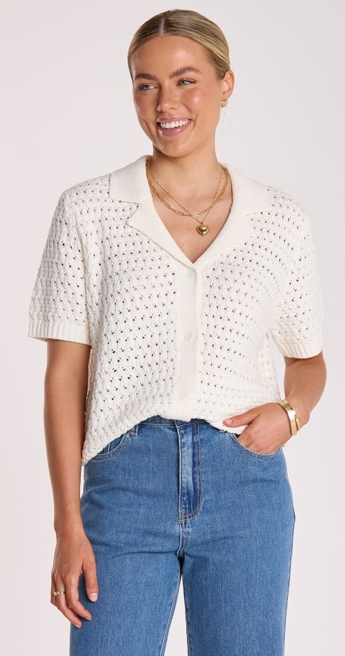 Buy Feather and Noise - Sunny Crochet Shirt - White by Feather & Noise - at Hamish & Grace