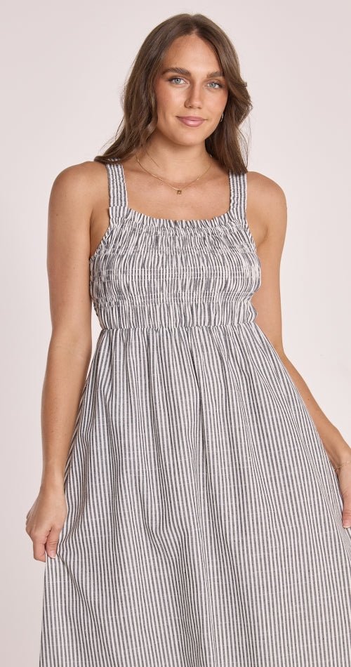 Buy Feather and Noise - Tori Dress - Black Stripe by Feather & Noise - at Hamish & Grace