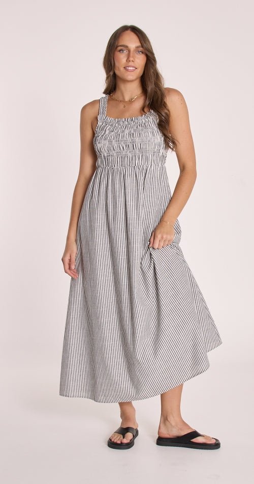 Buy Feather and Noise - Tori Dress - Black Stripe by Feather & Noise - at Hamish & Grace