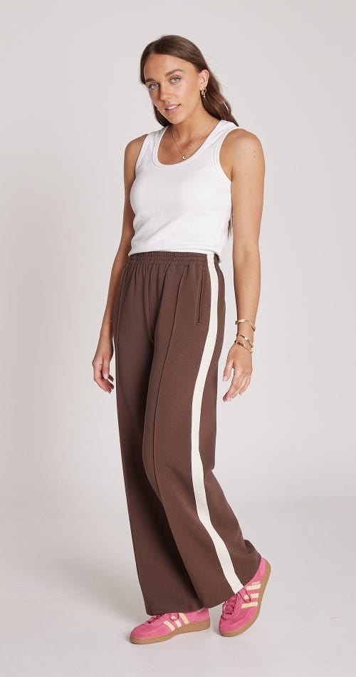 Feather & Noise Fashion Feather & Noise - Noah Pant - Chocolate and Cream Stripe