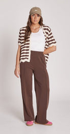 Feather & Noise Fashion Feather & Noise - Noah Pant - Chocolate and Cream Stripe