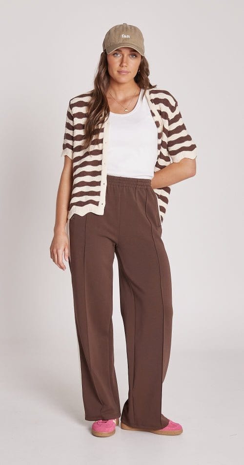 Feather & Noise Fashion Feather & Noise - Noah Pant - Chocolate and Cream Stripe