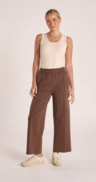 Buy Feather & Noise - Noah Cropped Pant Chocolate Pink Stripe by Feather & Noise - at Hamish + Grace