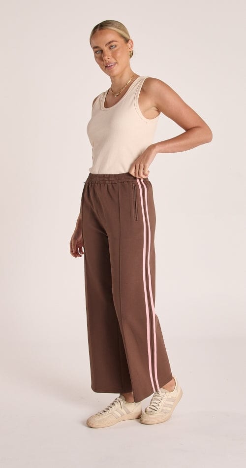 Buy Feather & Noise - Noah Cropped Pant Chocolate Pink Stripe by Feather & Noise - at Hamish + Grace