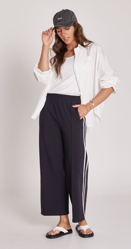 Buy Feather & Noise - Noah Cropped Pant Navy Stripe by Feather & Noise - at Hamish & Grace