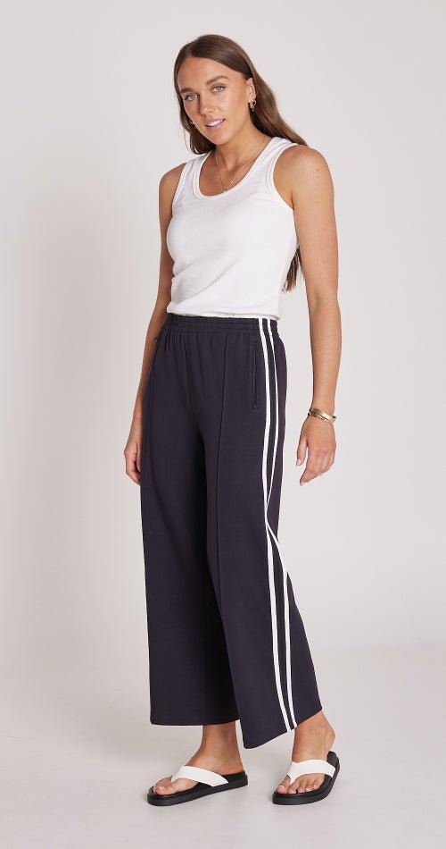 Buy Feather & Noise - Noah Cropped Pant Navy Stripe by Feather & Noise - at Hamish & Grace