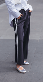 Buy Feather & Noise - Noah Cropped Pant Navy Stripe by Feather & Noise - at Hamish & Grace