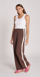 Buy Feather & Noise - Noah Pant - Chocolate and Cream Stripe by Feather & Noise - at Hamish & Grace