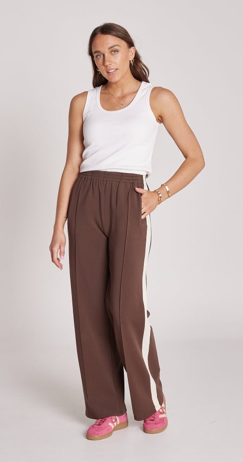 Buy Feather & Noise - Noah Pant - Chocolate and Cream Stripe by Feather & Noise - at Hamish & Grace