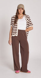 Buy Feather & Noise - Noah Pant - Chocolate and Cream Stripe by Feather & Noise - at Hamish & Grace