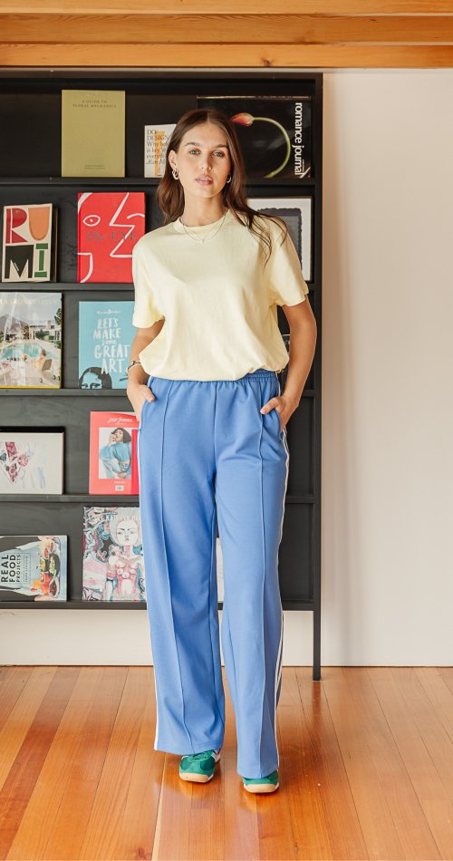 Buy Feather & Noise - Noah Wide Pant - Blue Stripe by Feather & Noise - at Hamish & Grace