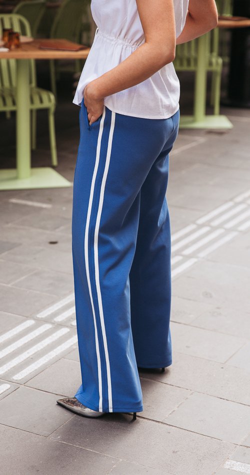 Buy Feather & Noise - Noah Wide Pant - Blue Stripe by Feather & Noise - at Hamish & Grace